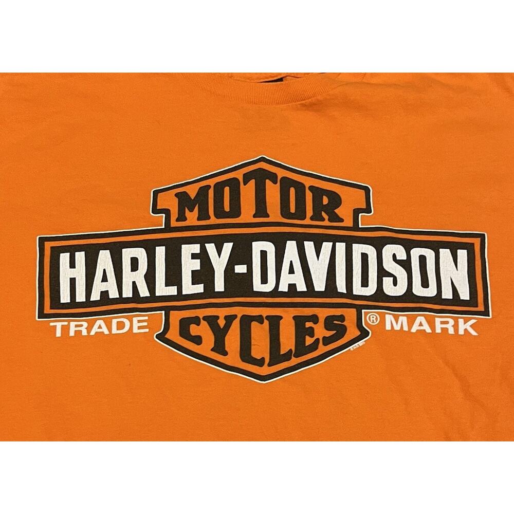 Harley Davidson Men's T-Shirt Orange Medium 2011 Fink’s Zanesville, OH - Picture 2 of 10